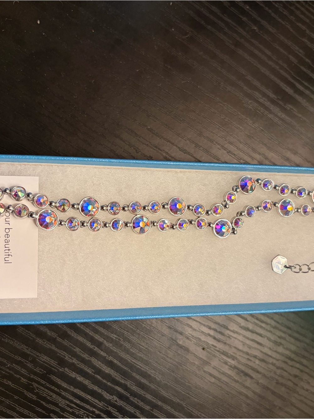Silver Crystal Aurora Borealis Multi-Color Necklace